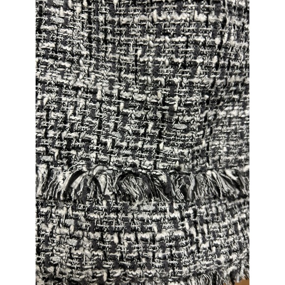 Karl Lagerfeld Paris Black & White Tweed Faux Leather skirt Size 8.  Preppy - Picture 3 of 13